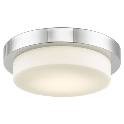 Step 11" Stepped Opal Glass Flushmount With High Output Dimmable Led In Chrome