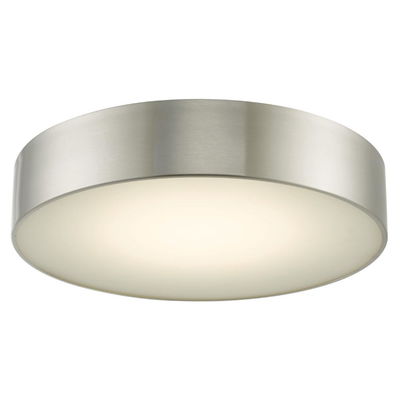 Bongo 16" Metal Cylinder And Frosted Glass Flushmount With High Output Dimmable Led In Brushed Nickel