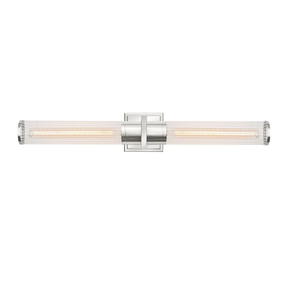 Positano 2 Light Bathroom Vanity Light Clear Glass/Polished Nickel