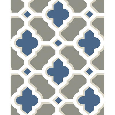 A-Street Prints Lido Navy Quatrefoil Wallpaper