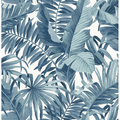 A-Street Prints Alfresco Navy Palm Leaf Wallpaper