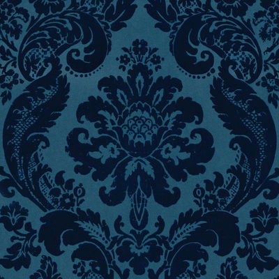A-Street Prints Shadow Blue Flocked Damask Wallpaper