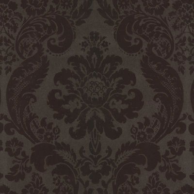 A-Street Prints Shadow Brown Flocked Damask Wallpaper