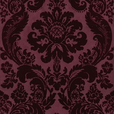 A-Street Prints Shadow Merlot Flocked Damask Wallpaper