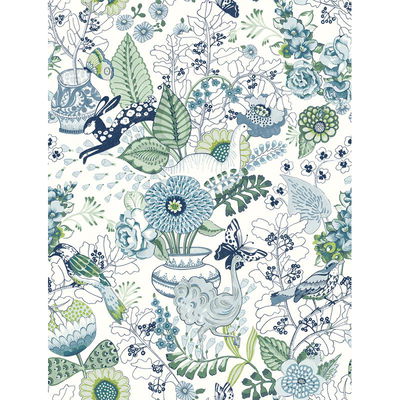 A-Street Prints Whimsy Blue Fauna Wallpaper