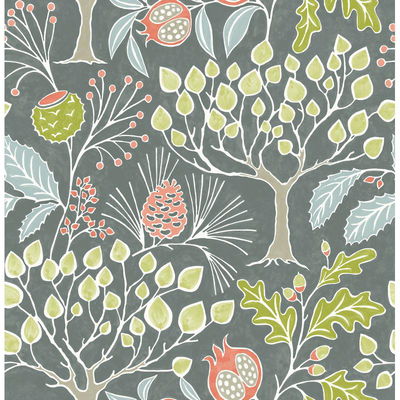 A-Street Prints Shiloh Grey Botanical Wallpaper