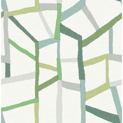A-Street Prints Tate Green Geometric Linen Wallpaper