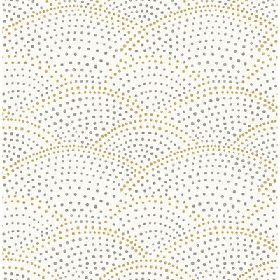 A-Street Prints Bennett Grey Dotted Scallop Wallpaper