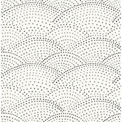 A-Street Prints Bennett Charcoal Dotted Scallop Wallpaper