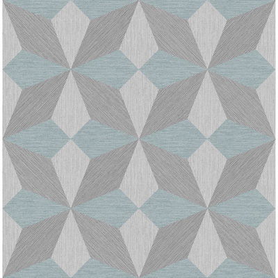 A-Street Prints Valiant Aqua Faux Grasscloth Geometric Wallpaper