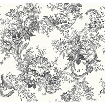A-Street Prints Carmel Black Baroque Florals Wallpaper