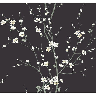 A-Street Prints Monterey Black Floral Branch Wallpaper
