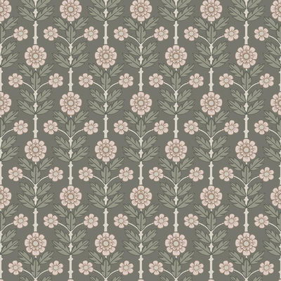 A-Street Prints Aya Grey Floral Wallpaper