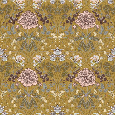 A-Street Prints Celestine Mustard Floral Wallpaper