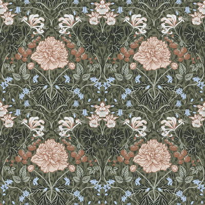 A-Street Prints Celestine Green Floral Wallpaper