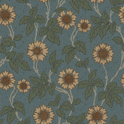 A-Street Prints Leilani Blue Floral Wallpaper
