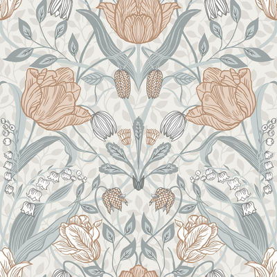 A-Street Prints Tulipa Off White Floral Wallpaper