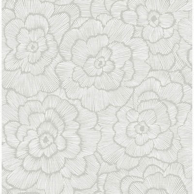 A-Street Prints Periwinkle Light Grey Textured Floral Wallpaper