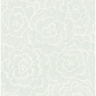 A-Street Prints Periwinkle Green Textured Floral Wallpaper