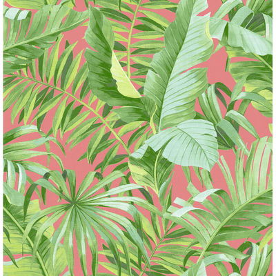 A-Street Prints Alfresco Coral Tropical Palm Wallpaper