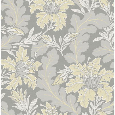 A-Street Prints Butterfield Light Grey Floral Wallpaper