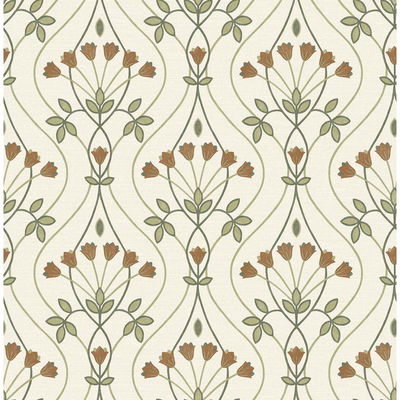 A-Street Prints Dard Green Tulip Ogee Wallpaper