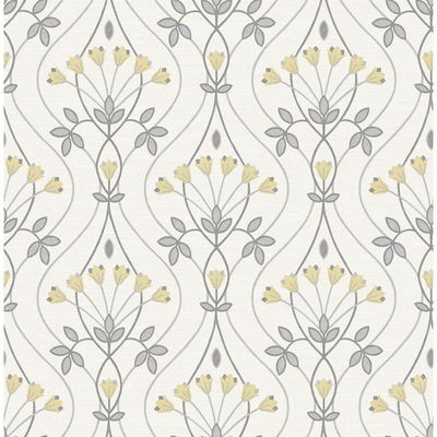 A-Street Prints Dard Grey Tulip Ogee Wallpaper