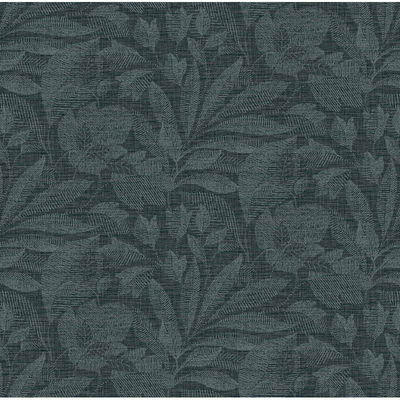 A-Street Prints Lei Navy Leaf Wallpaper
