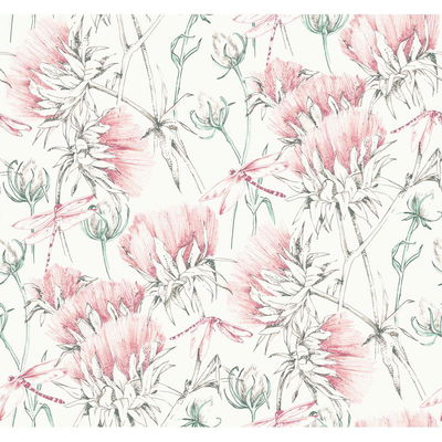 A-Street Prints Mariell Pink Dragonfly Wallpaper