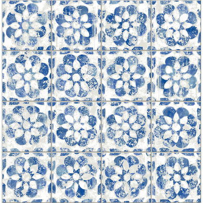 Advantage Izeda Blue Floral Tile Wallpaper