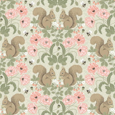 A-Street Prints Kurre Pink Woodland Damask Wallpaper