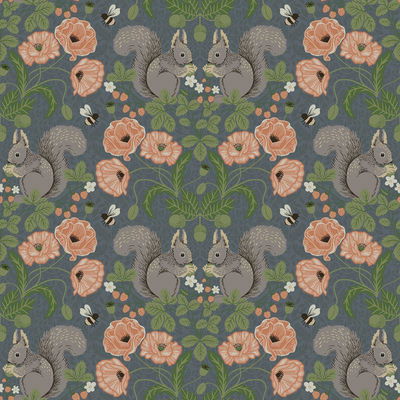 A-Street Prints Kurre Blue Woodland Damask Wallpaper