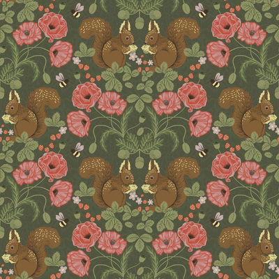 A-Street Prints Kurre Dark Green Woodland Damask Wallpaper