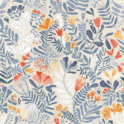 A-Street Prints Brittsommar Light blue Woodland Floral Wallpaper