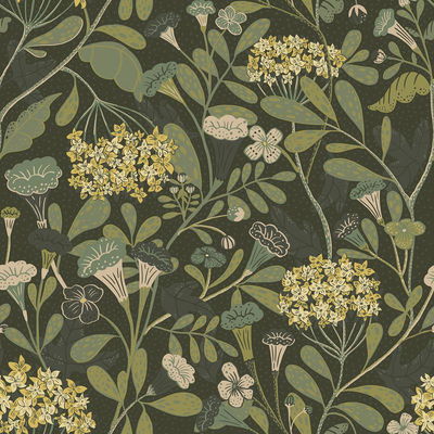 A-Street Prints Hybbe Dark Green Hydrangea Garden Wallpaper