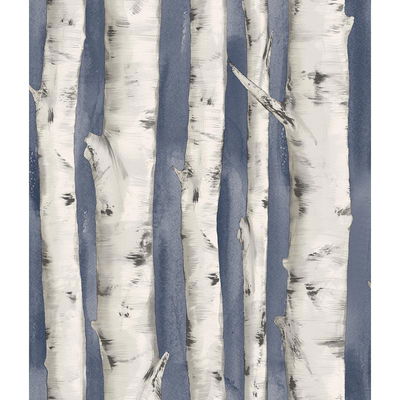 Chesapeake Pioneer Denim Birch Tree Wallpaper