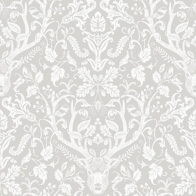 Chesapeake Kiwassa Taupe Antler Damask Wallpaper