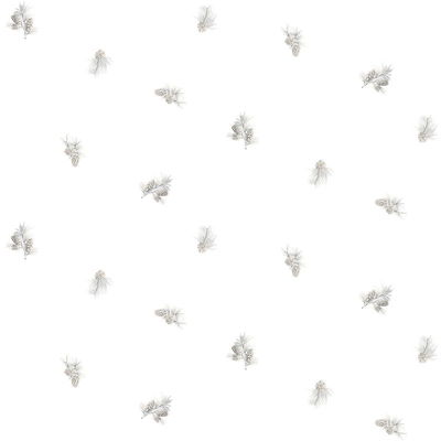 Chesapeake Pinecone Toss Light Grey Conifer Wallpaper