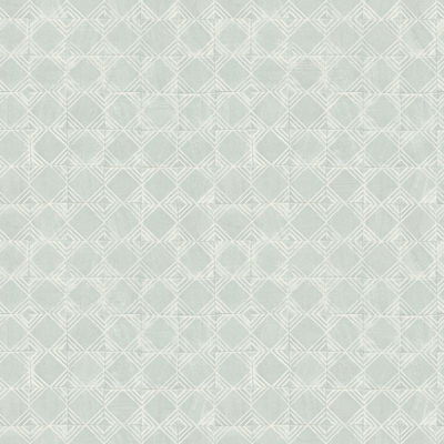 Chesapeake Button Block Aqua Geometric Wallpaper