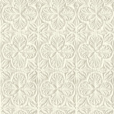 Chesapeake Karachi White Wooden Damask Wallpaper