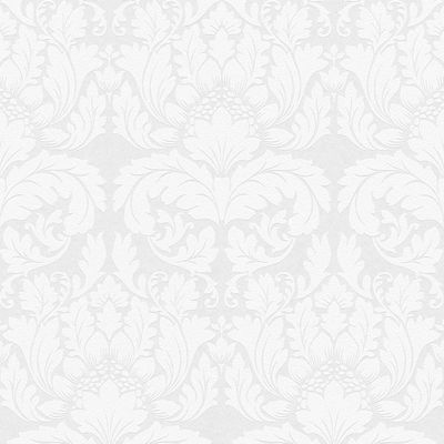 Jan White Damask Paintable Wallpaper