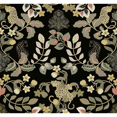 A-Street Prints Getty Black Jungle Damask Wallpaper