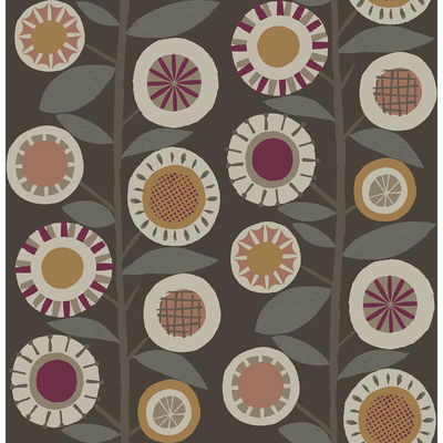 A-Street Prints Sisu Raspberry Floral Geometric Wallpaper