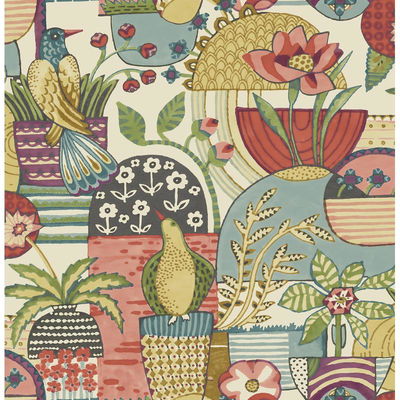 A-Street Prints Fika Plum Blissful Birds & Blooms Wallpaper