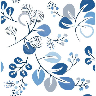 A-Street Prints Jonah Blue Leaf Trail Wallpaper