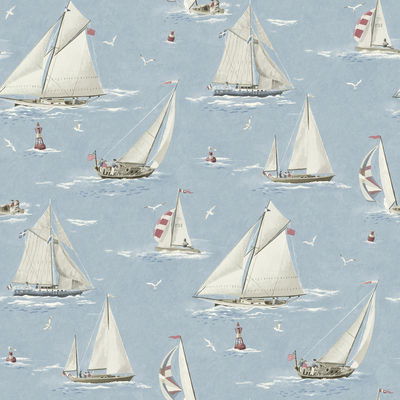 Chesapeake Leeward Light Blue Sailboat Wallpaper