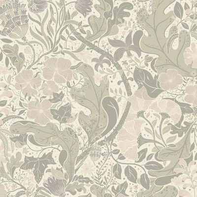 A-Street Prints Elise Light Grey Nouveau Gardens Wallpaper
