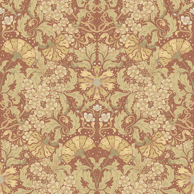 A-Street Prints Ojvind Rust Floral Ogee Wallpaper