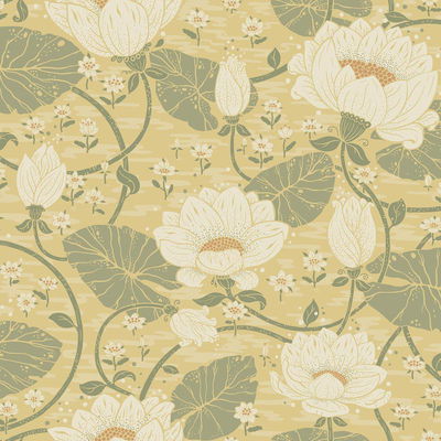 A-Street Prints Eva Light Yellow Lotus Dreams Wallpaper