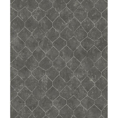 A-Street Prints Rauta Pewter Hexagon Tile Wallpaper